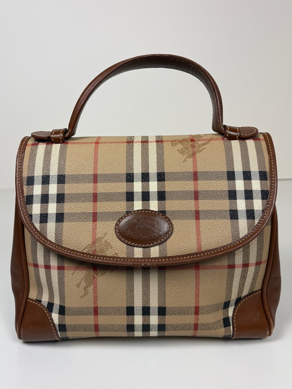 Vintage Burberrys Check Top Handle Shoulder Bag Made in Italy